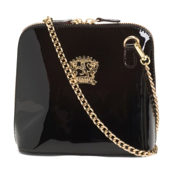 PRATESI Black Made In Italy Patent Leather Dome Shaped Crossbody - Picture 5 of 5